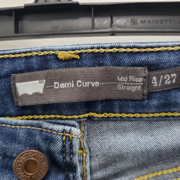 Levi's Demi Curve Mid‎ Rise Straight Leg Dark Wash Women's Red Tab Jeans Sz 4/27 - Picture 4 of 7